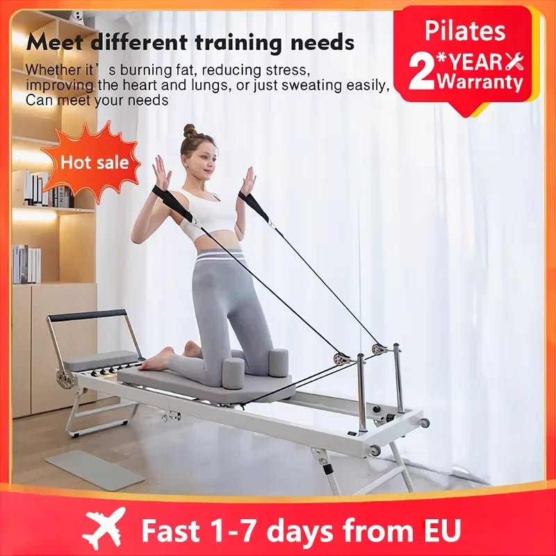 Large Folding Pilates Reformer Equipment Core Yoga Bed Home Fitness Weight Loss Steel ABS Steels Material Pilates Machine