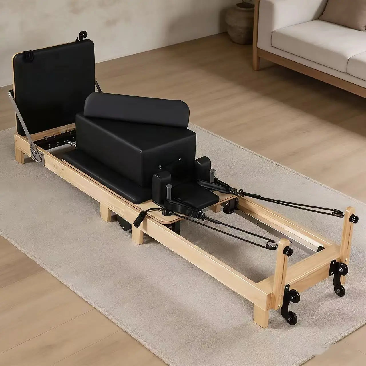 Pilates Ladder Barrel Wooden Sliding Yoga Training Bed for Fitness & Correction