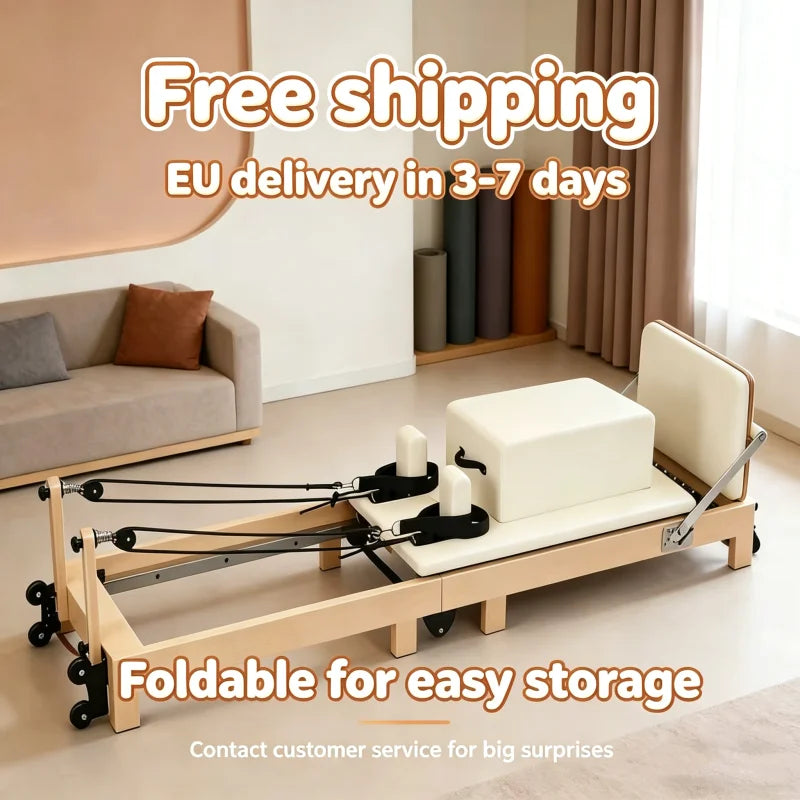 Pilates Ladder Barrel Wooden Sliding Yoga Training Bed for Fitness & Correction