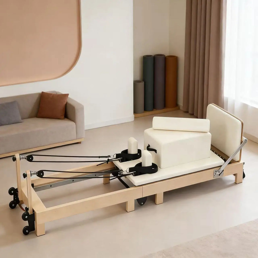 Pilates Ladder Barrel Wooden Sliding Yoga Training Bed for Fitness & Correction