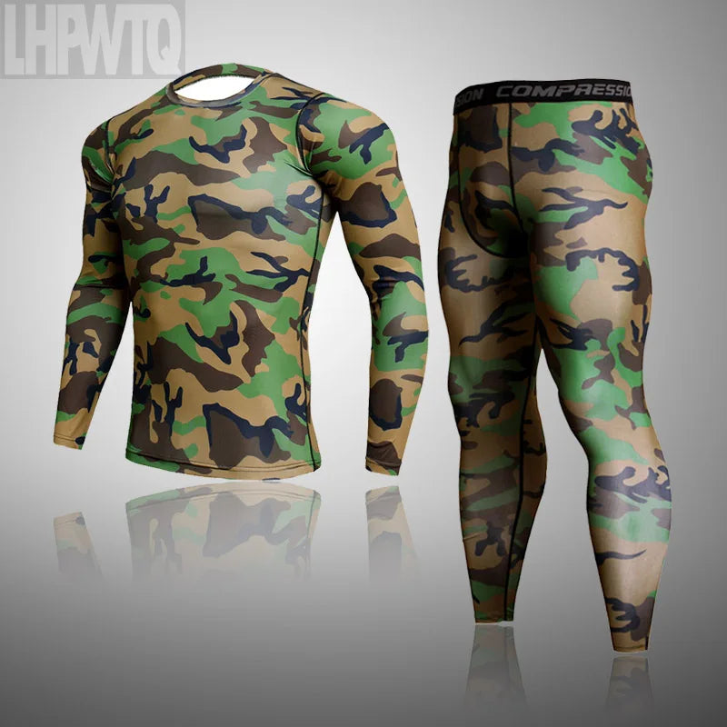 Men's Thermal Underwear Set MMA Tactics Leggings Solid Color Costume Compress Fitness Long Johns Men Winter Brands  Men