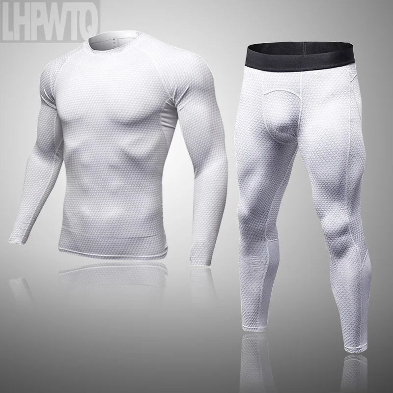 Men's Thermal Underwear Set MMA Tactics Leggings Solid Color Costume Compress Fitness Long Johns Men Winter Brands  Men