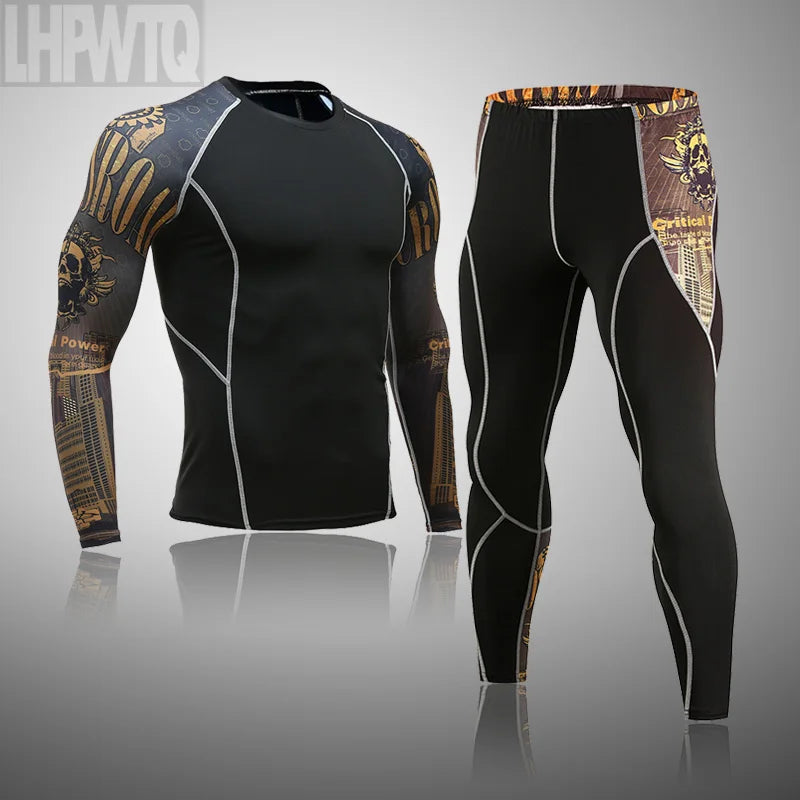 Men's Thermal Underwear Set MMA Tactics Leggings Solid Color Costume Compress Fitness Long Johns Men Winter Brands  Men