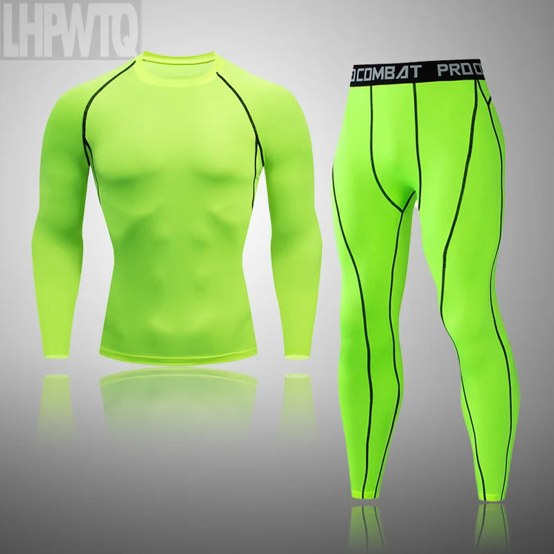 Men's Thermal Underwear Set MMA Tactics Leggings Solid Color Costume Compress Fitness Long Johns Men Winter Brands  Men