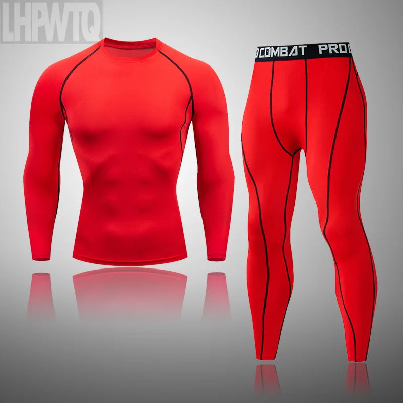 Men's Thermal Underwear Set MMA Tactics Leggings Solid Color Costume Compress Fitness Long Johns Men Winter Brands  Men