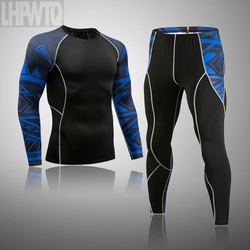 Men's Thermal Underwear Set MMA Tactics Leggings Solid Color Costume Compress Fitness Long Johns Men Winter Brands  Men