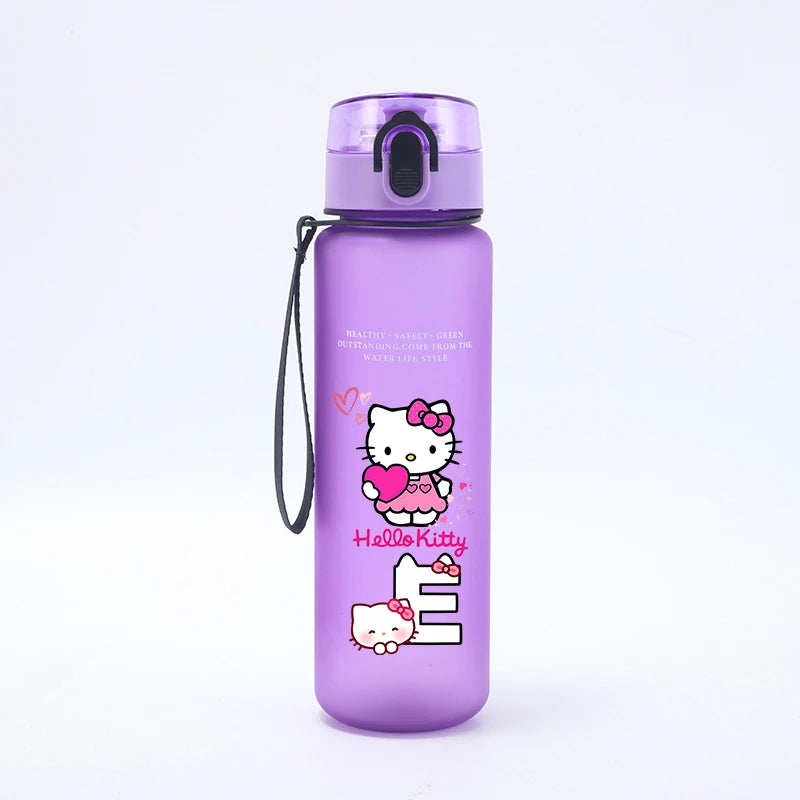 650ML Hello Kitties Water Cup Anime Letter A-Z Printed Sports Casual Fashion Mug Portable Drop-proof Outdoor Fitness Jug Gift