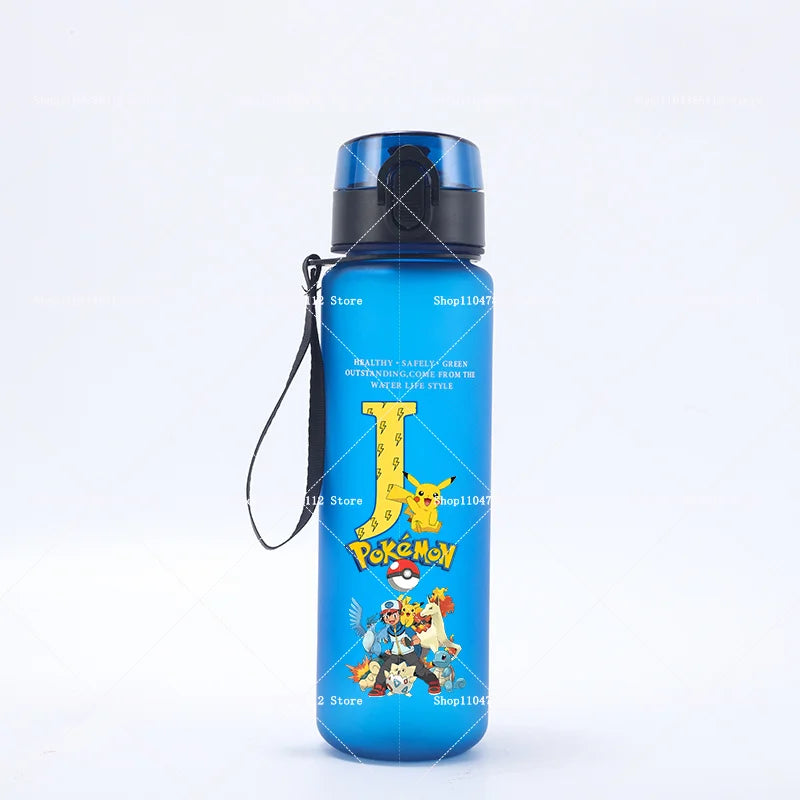 650ML Pokemons Water Cup Pikachu Gengar Anime Letters A-Z Printed Sports Mug Men Portable Drop-proof Outdoor Fitness Jug Gift