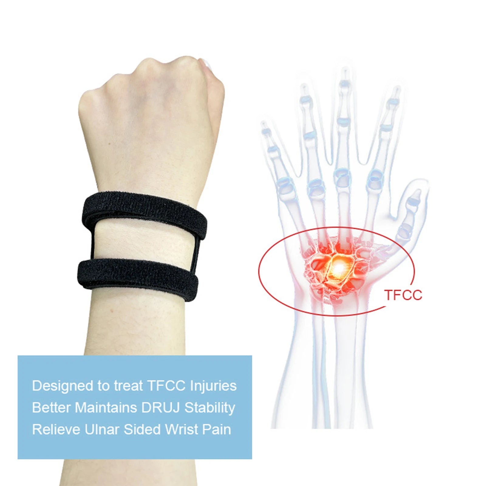1pcs TFCC Sports Yoga Wrist Brace Gym Breathable Wrist Support For Fitness Workout And Injury Prevention With Adjustable Strap