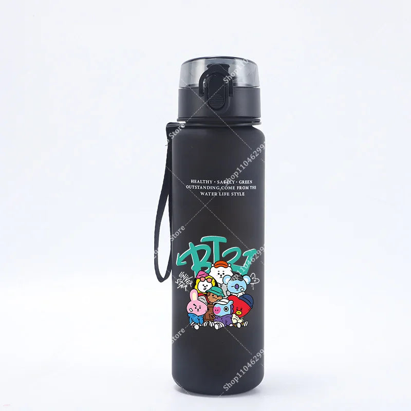 650ML BT21 Water Cup COOKY TATA RJ Anime Printed Sports Casual Fashion Water Bottle Portable Drop-proof Outdoor Fitness Jug Gift