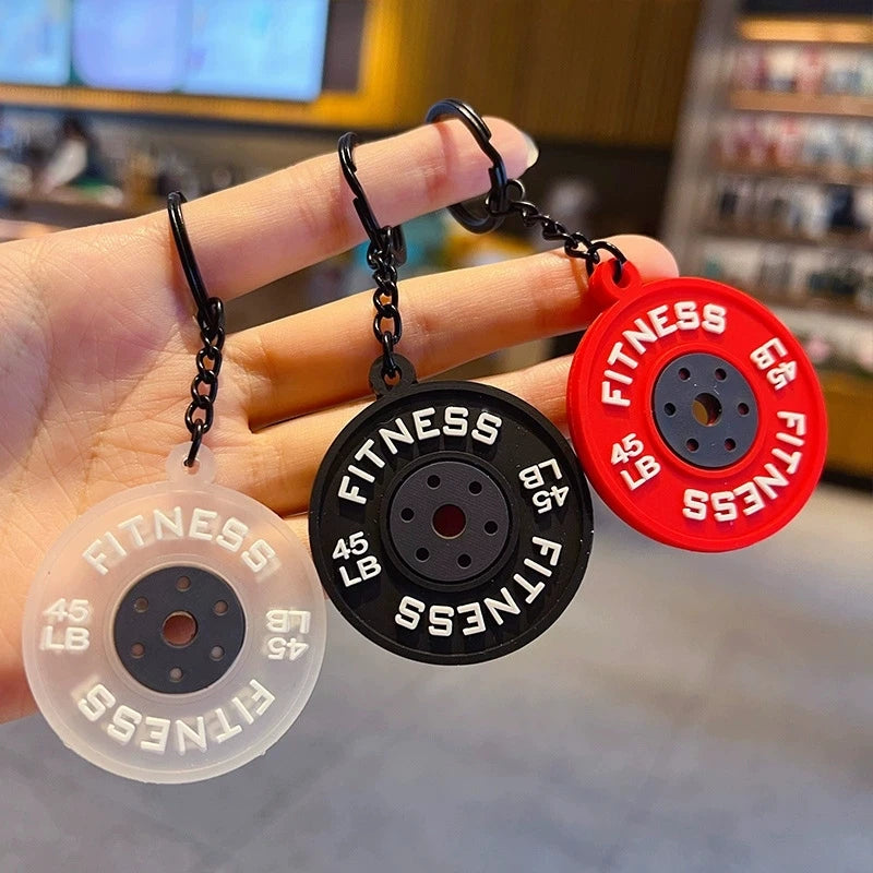 Creative DIY sports style fitness equipment dumbbell water cup clip bag hanging keychain