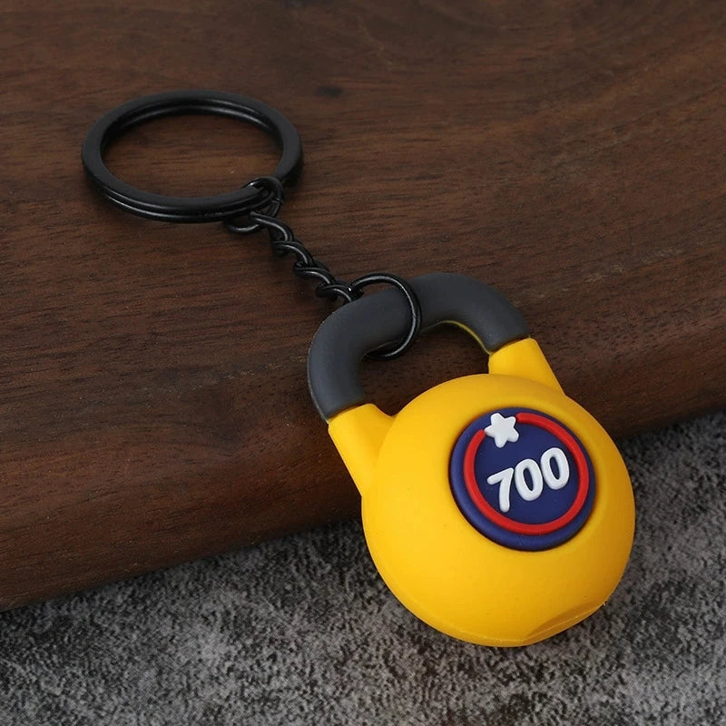 Creative DIY sports style fitness equipment dumbbell water cup clip bag hanging keychain