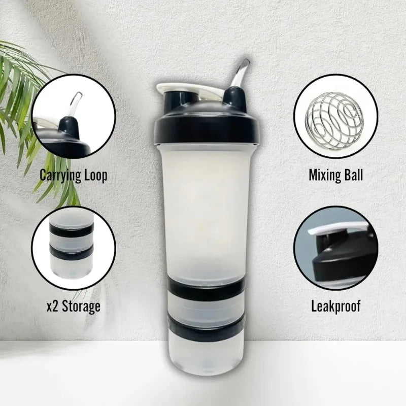 Portable Shaker Bottle with Measurement Markings for Protein Meal Replacement