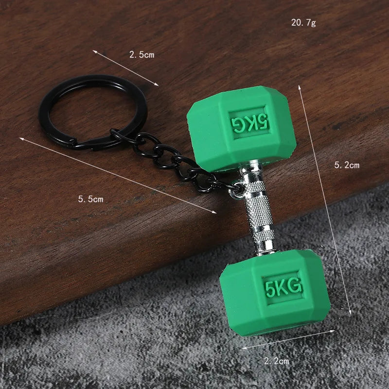 Creative DIY sports style fitness equipment dumbbell water cup clip bag hanging keychain