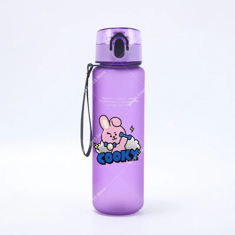 650ML BT21 Water Cup COOKY TATA RJ Anime Printed Sports Casual Fashion Water Bottle Portable Drop-proof Outdoor Fitness Jug Gift