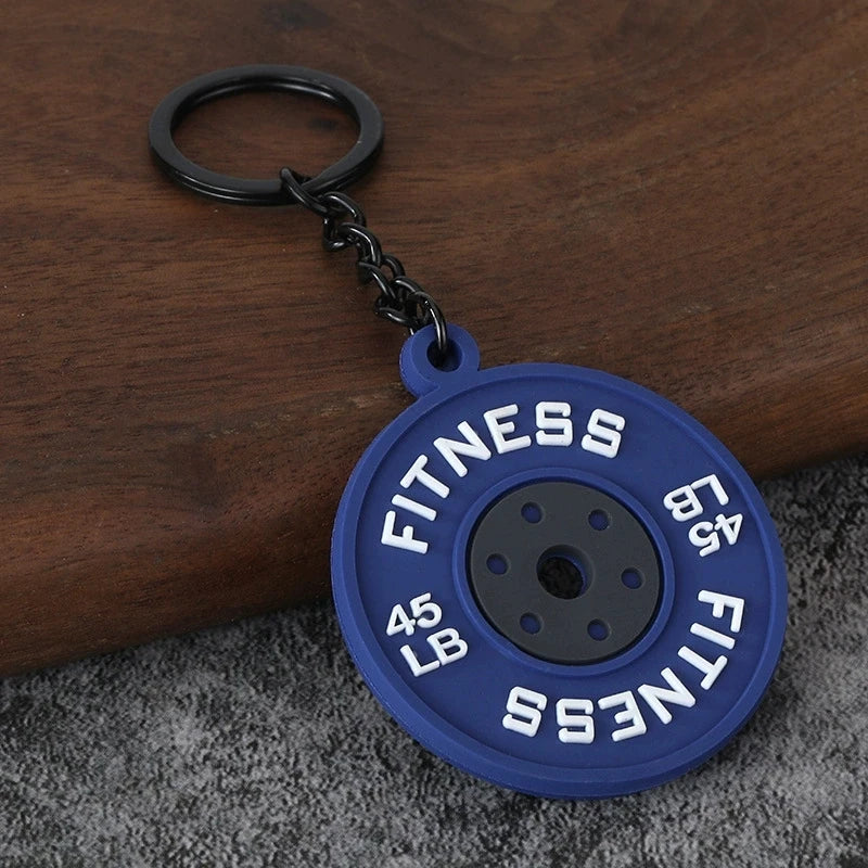 Creative DIY sports style fitness equipment dumbbell water cup clip bag hanging keychain