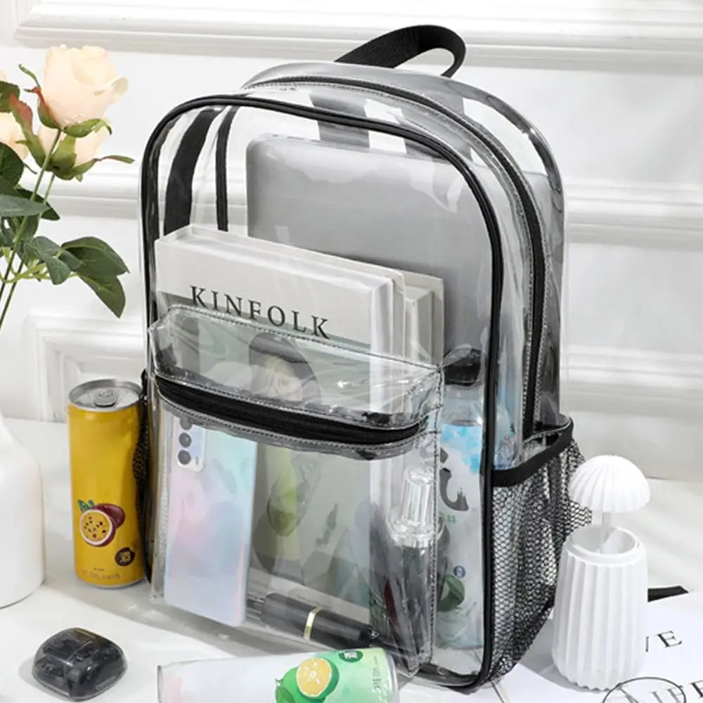 PVC Fashion Transparent Backpack Large Capacity Fitness Waterproof Shoulders Bag Casual Storage Visible Backpack Outdoor Sports