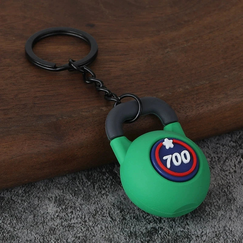 Creative DIY sports style fitness equipment dumbbell water cup clip bag hanging keychain