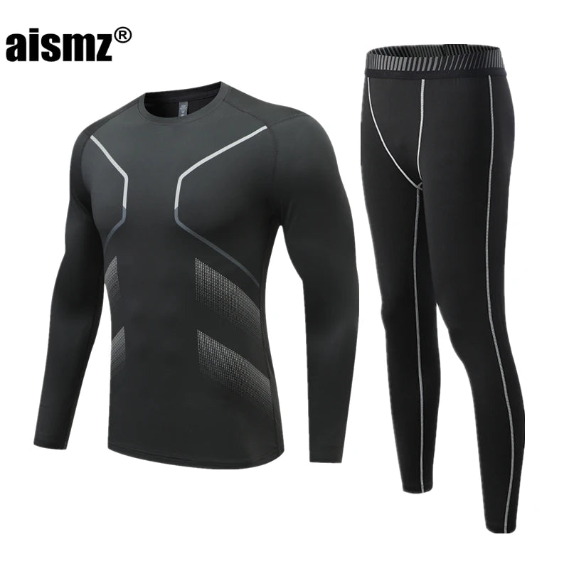 Aismz Winter Thermal Underwear Men & Boy MMA Tactics Fitness Leggings Compression Sportswear First layer Long Johns Man Clothing