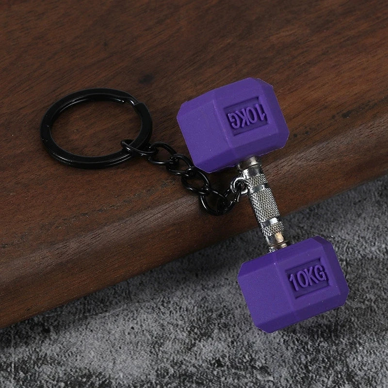 Creative DIY sports style fitness equipment dumbbell water cup clip bag hanging keychain