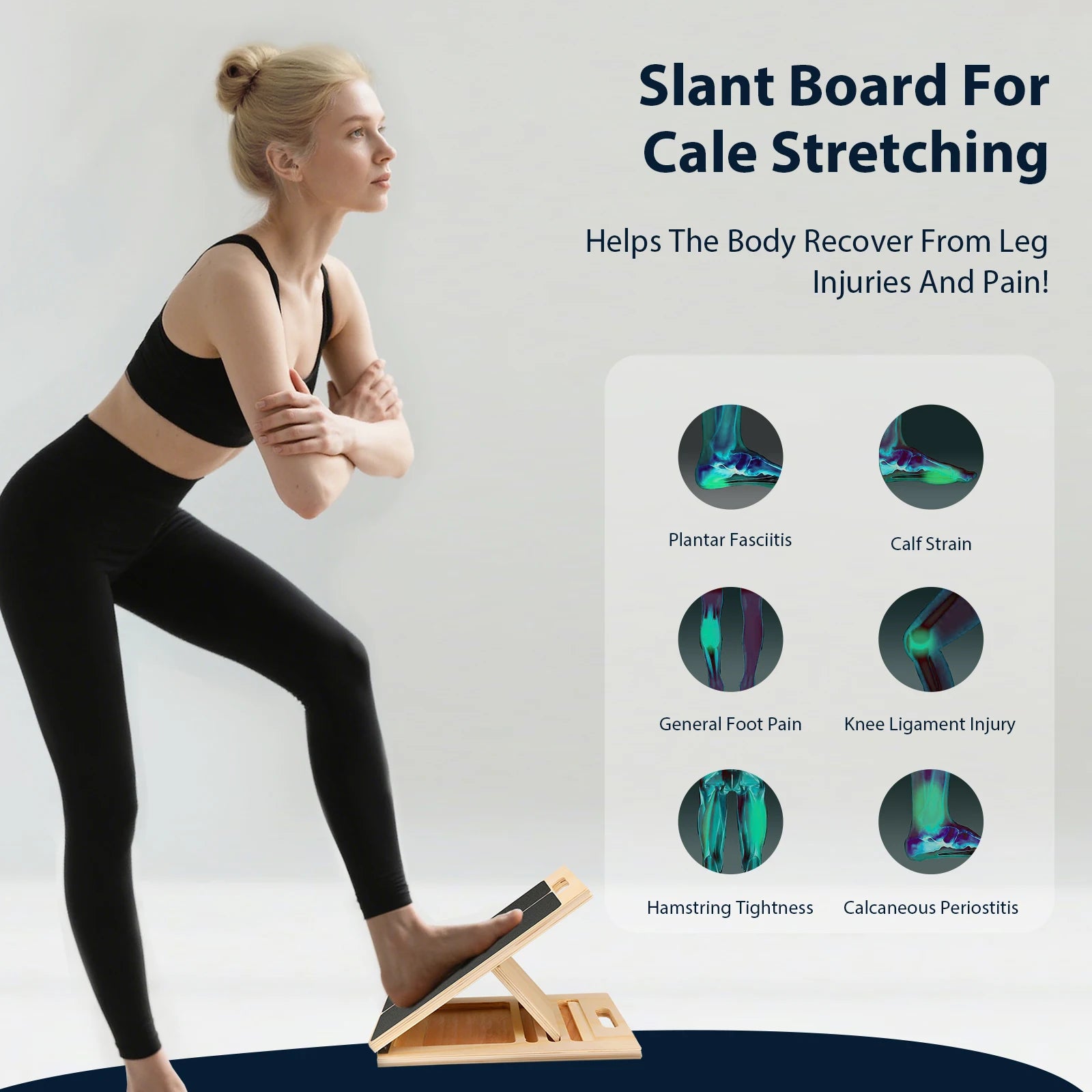 Foldable Wooden Incline Board Adjustable Calf Ankle Stretcher Plyometric Home Stretching Balance Training Fitness Equipment