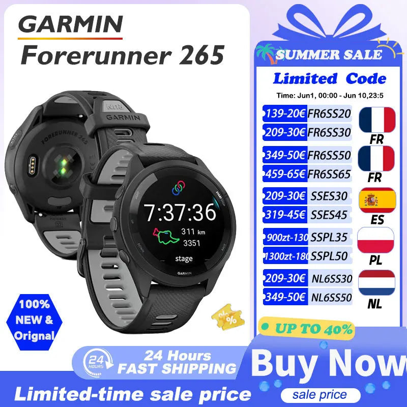 Garmin Forerunner 265 garmin watch garmin Sports Watch Outdoor GPS Running Fitness Marathon Swimming Chinese Heart Rate Blood Oxygen smartwatch