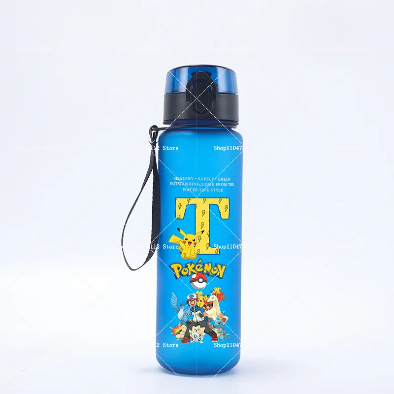 650ML Pokemons Water Cup Pikachu Gengar Anime Letters A-Z Printed Sports Mug Men Portable Drop-proof Outdoor Fitness Jug Gift
