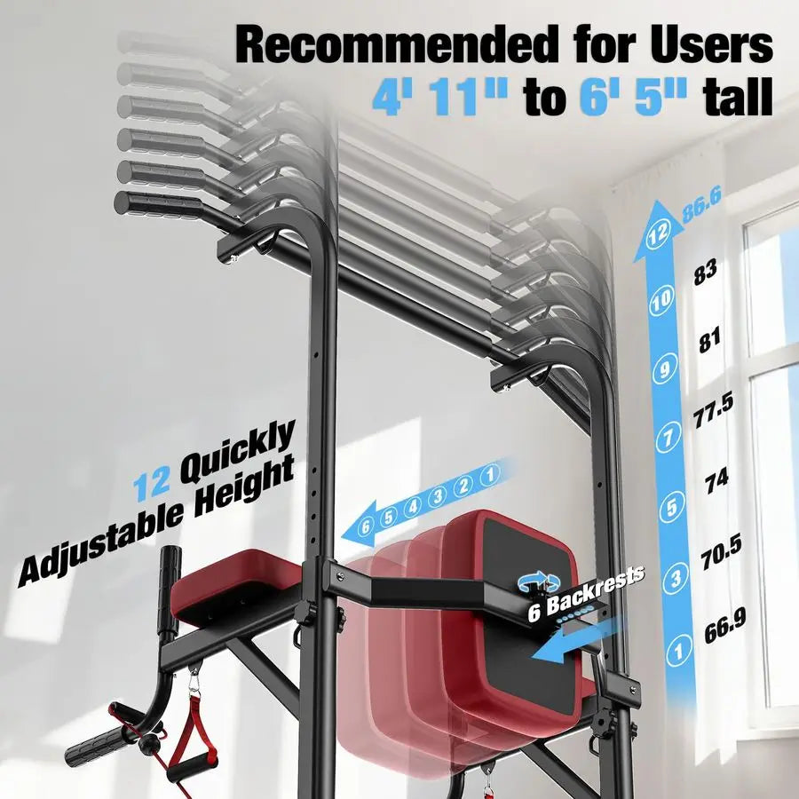 Power Tower Pull Up Bar Station, 450LBS Stable Power Tower Training HeavyDuty Fitness Equipment for Home Gym, Custom