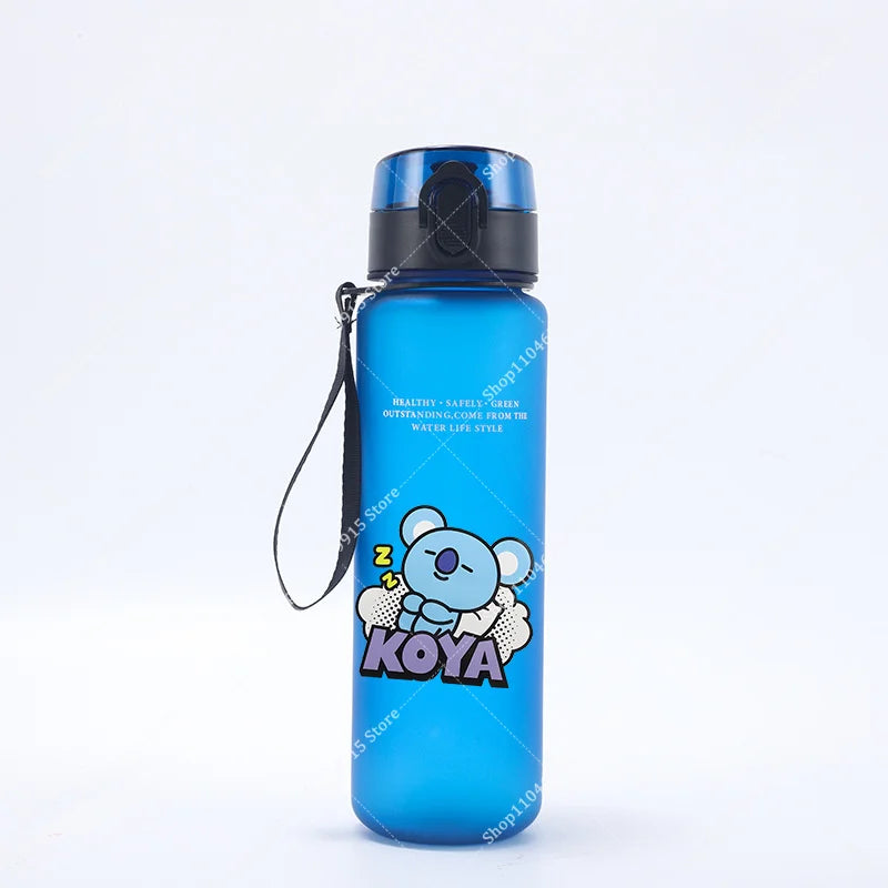 650ML BT21 Water Cup COOKY TATA RJ Anime Printed Sports Casual Fashion Water Bottle Portable Drop-proof Outdoor Fitness Jug Gift