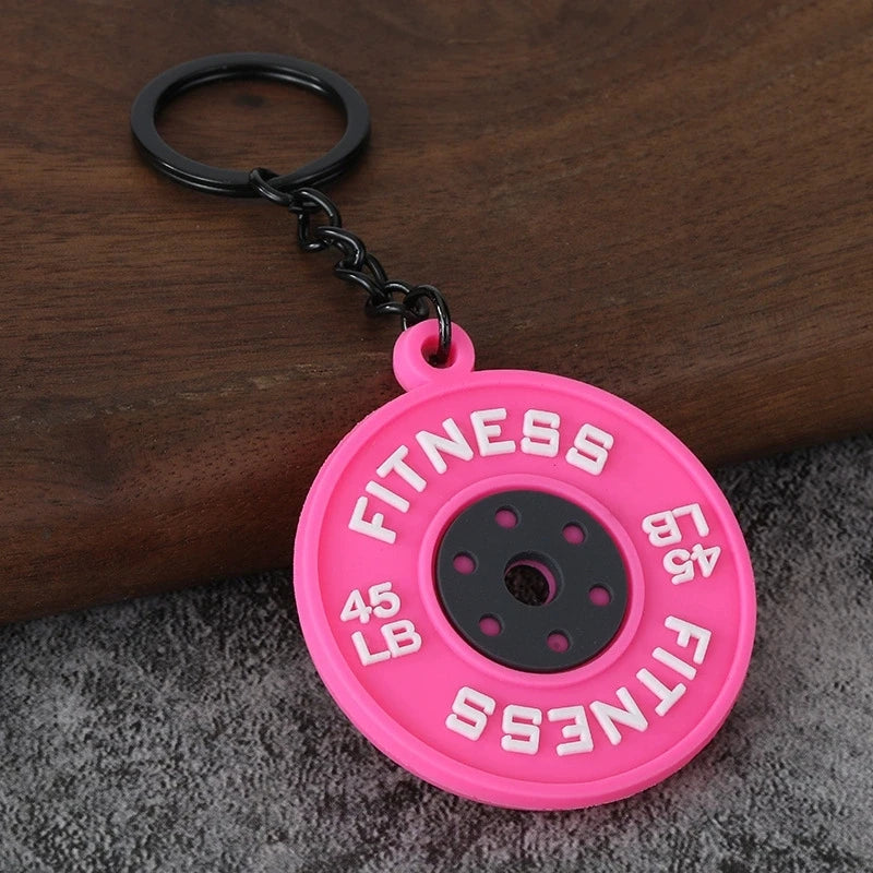 Creative DIY sports style fitness equipment dumbbell water cup clip bag hanging keychain