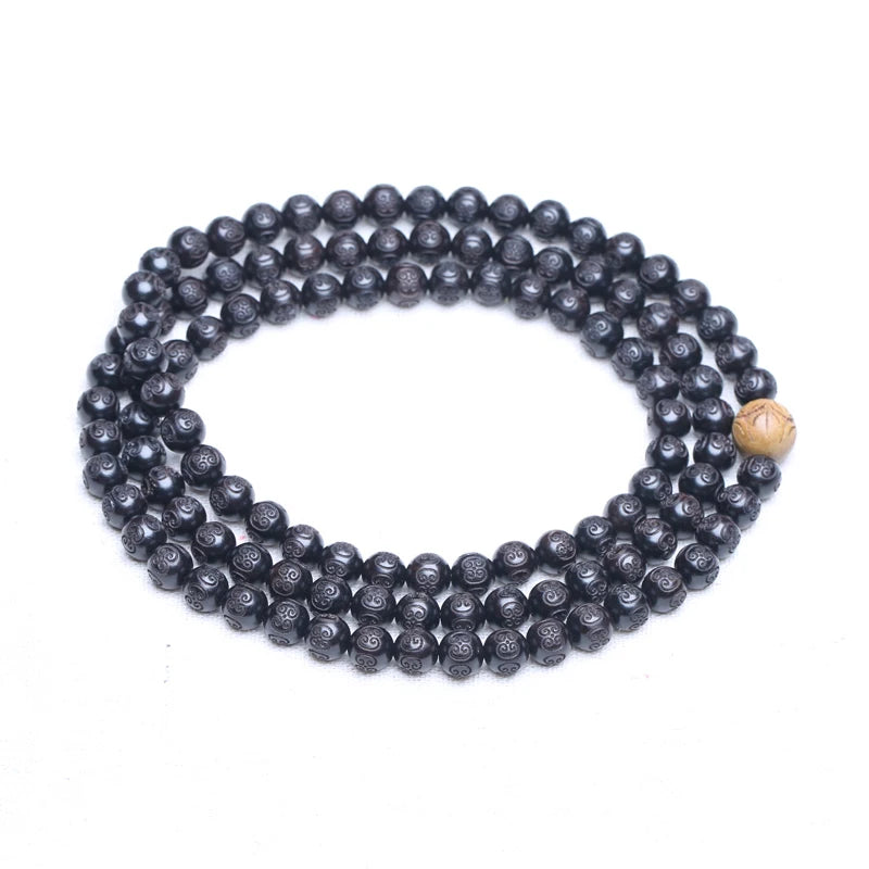 Natural ebony 20mm black bead bracelet Handmade male prayer Fitness Necklace jewelry, black wood bead bracelet
