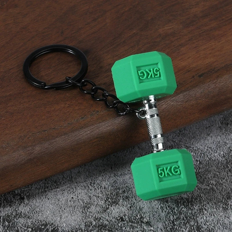 Creative DIY sports style fitness equipment dumbbell water cup clip bag hanging keychain