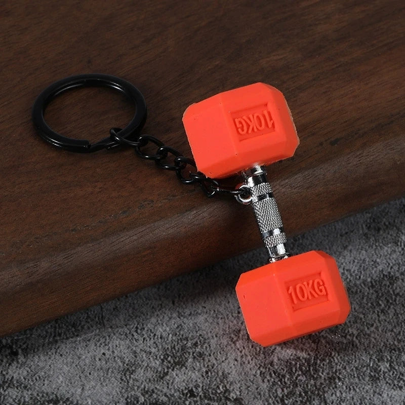 Creative DIY sports style fitness equipment dumbbell water cup clip bag hanging keychain