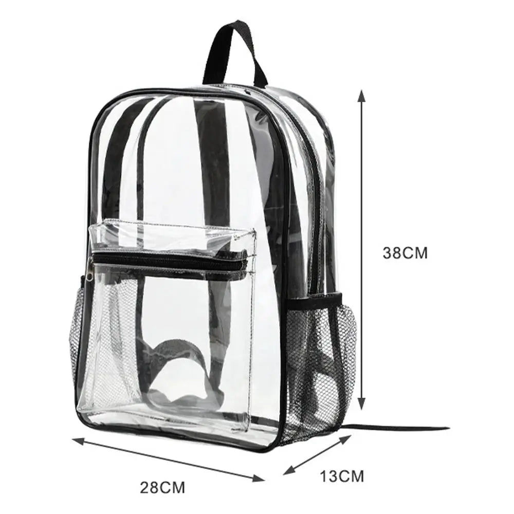 PVC Fashion Transparent Backpack Large Capacity Fitness Waterproof Shoulders Bag Casual Storage Visible Backpack Outdoor Sports