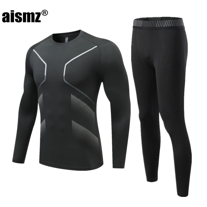 Aismz Winter Thermal Underwear Men & Boy MMA Tactics Fitness Leggings Compression Sportswear First layer Long Johns Man Clothing