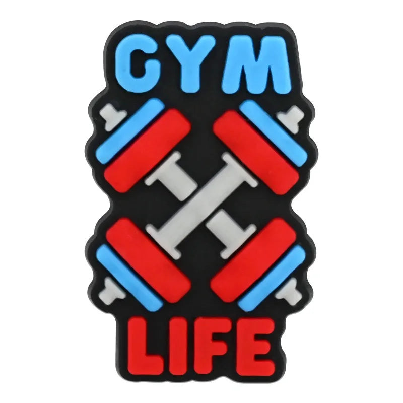 1-21PCS Gym Life Fitness Hot Girls Lift Weights Strong Pretty PVC Shoe Charms Buckle Clog Sandals Shoes Decoration Women Gift
