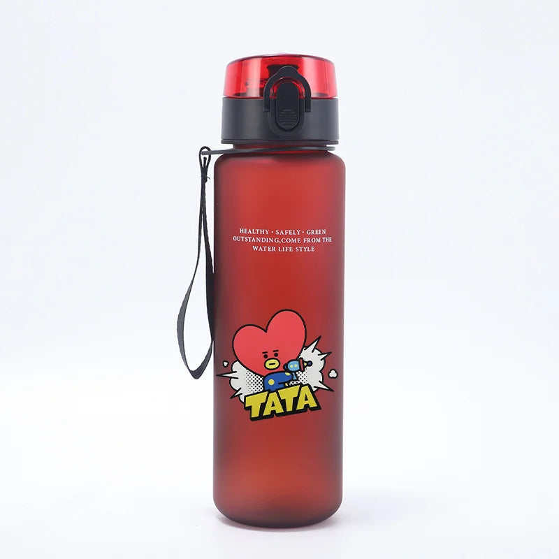 650ML BT21 Water Cup COOKY TATA RJ Anime Printed Sports Casual Fashion Water Bottle Portable Drop-proof Outdoor Fitness Jug Gift