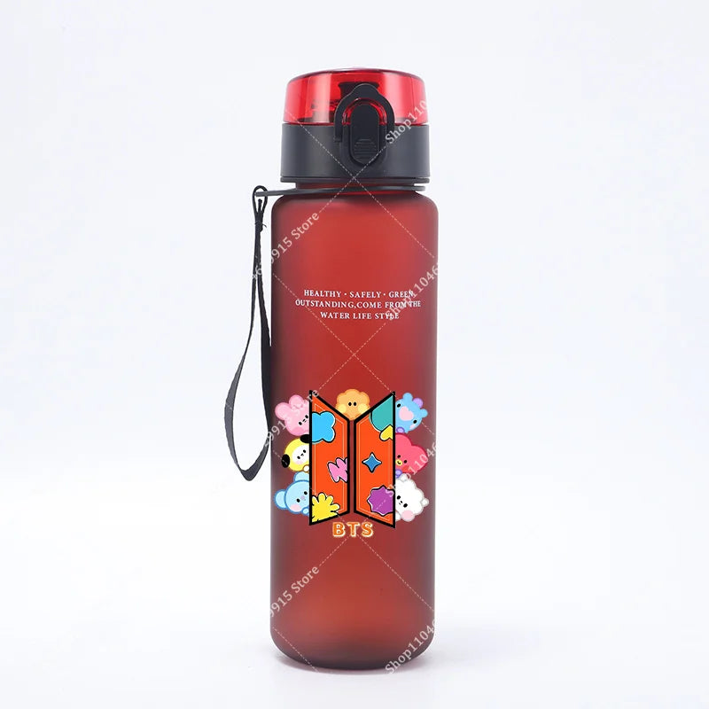 650ML BT21 Water Cup COOKY TATA RJ Anime Printed Sports Casual Fashion Water Bottle Portable Drop-proof Outdoor Fitness Jug Gift