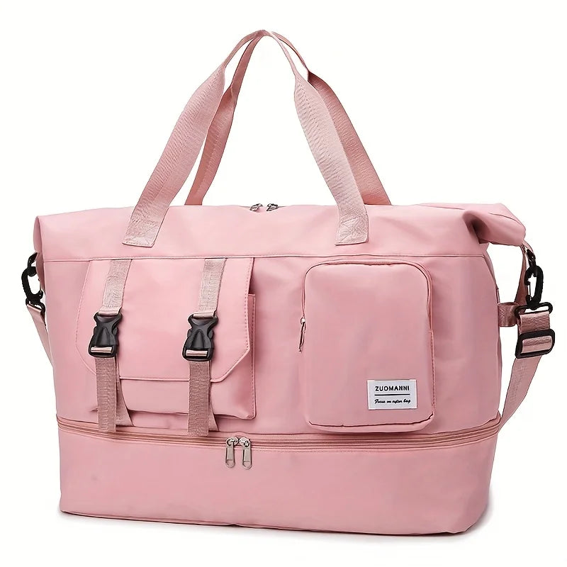 Large Capacity Carry on Travel Bag for Women, Weekender Overnight Duffel Bag with Shoe Compartment, Gym Bag with Wet Pocket