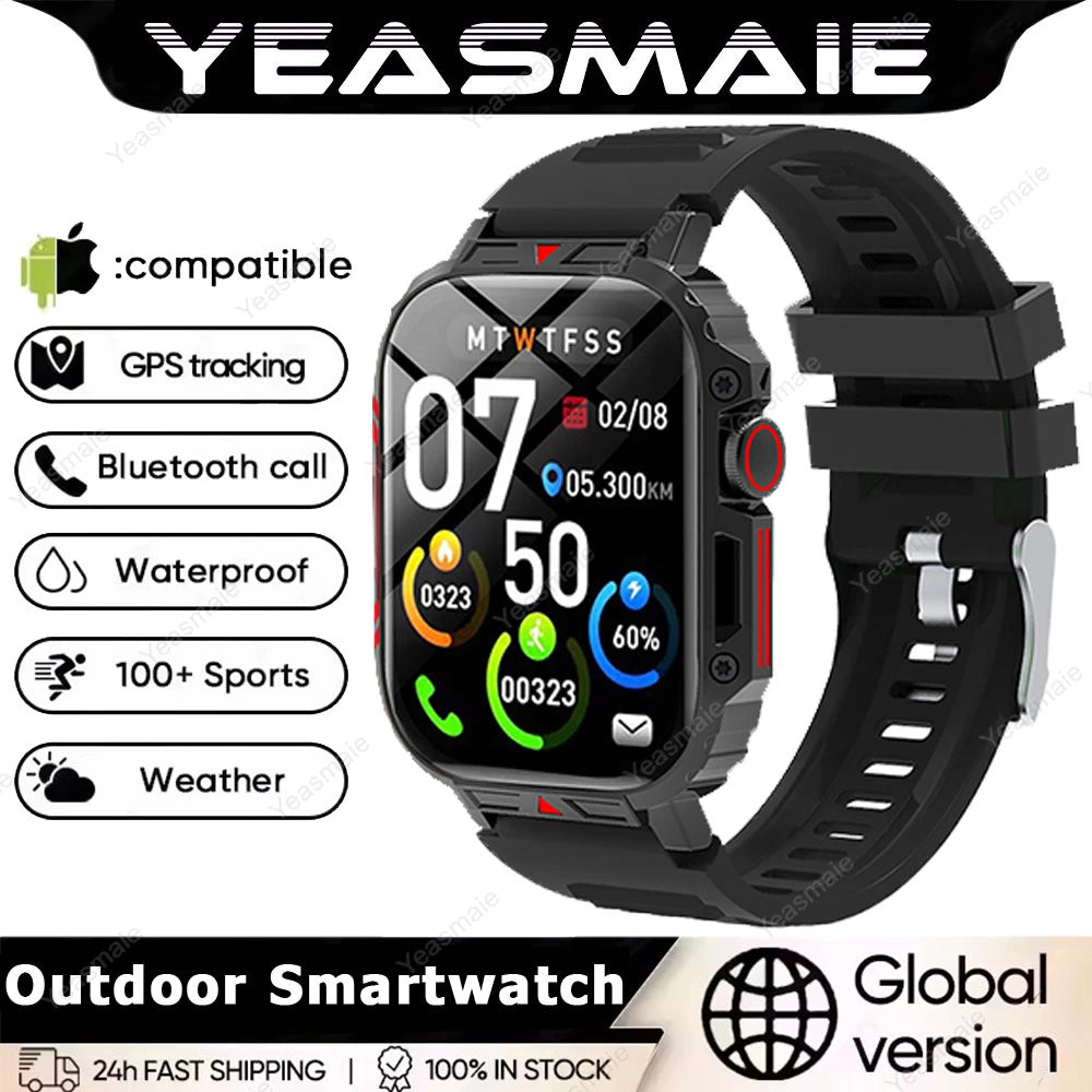 New Outdoor Military Smart Watch Men Bluetooth Call HD Screen Heart Rate Blood OXygen Health Monitor Sports Fitness Smartwatches