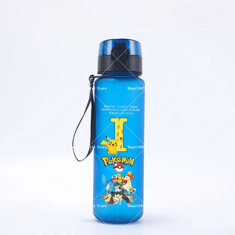650ML Pokemons Water Cup Pikachu Gengar Anime Letters A-Z Printed Sports Mug Men Portable Drop-proof Outdoor Fitness Jug Gift