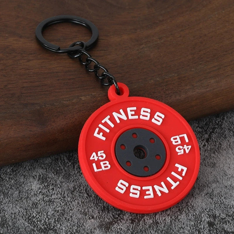 Creative DIY sports style fitness equipment dumbbell water cup clip bag hanging keychain