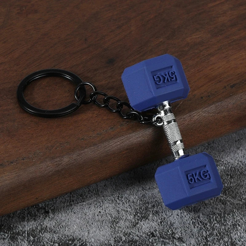 Creative DIY sports style fitness equipment dumbbell water cup clip bag hanging keychain
