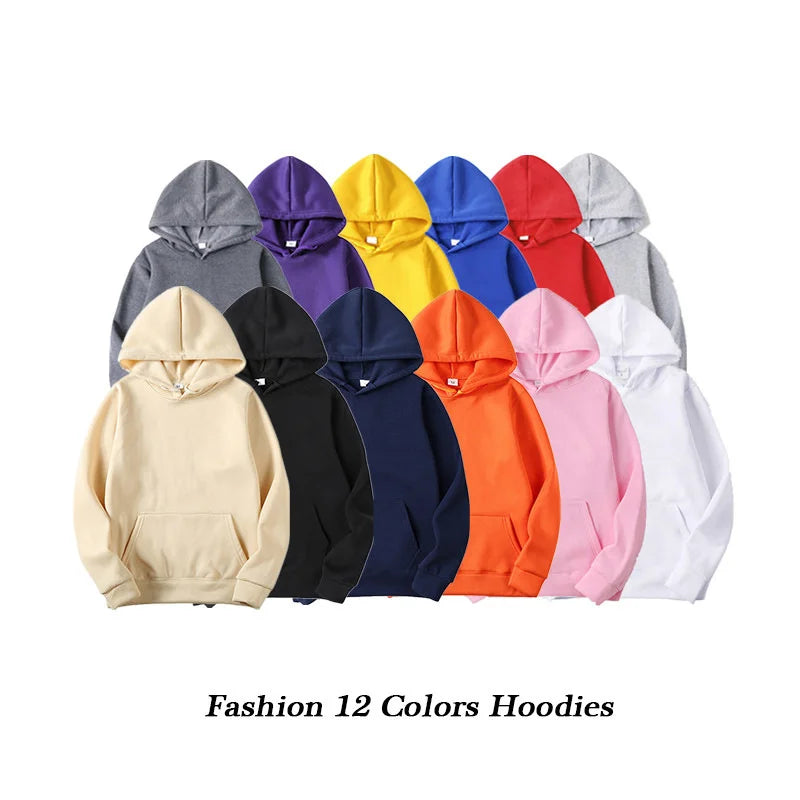 Men's and Women's Solid Color Pocket Hoodies Sports Fitness Sweatshirts Fashionable Casual Pullovers Multi Color