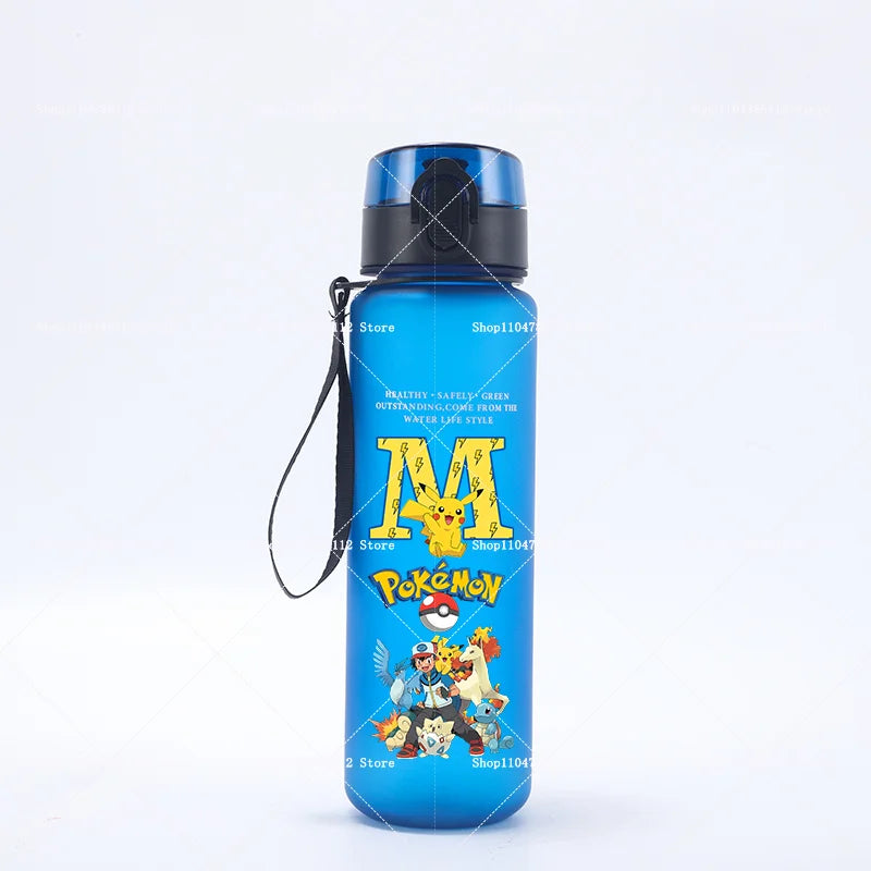 650ML Pokemons Water Cup Pikachu Gengar Anime Letters A-Z Printed Sports Mug Men Portable Drop-proof Outdoor Fitness Jug Gift