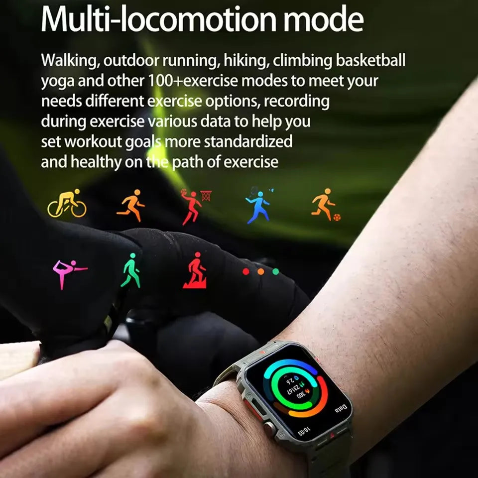 New Outdoor Military Smart Watch Men Bluetooth Call HD Screen Heart Rate Blood OXygen Health Monitor Sports Fitness Smartwatches