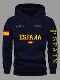 Spanish Flag Graphic Print Men Women Hooded Sweatshirt Autumn Winter Daily Outdoor Vacation Fitness Casual Loose Warm Sportswear