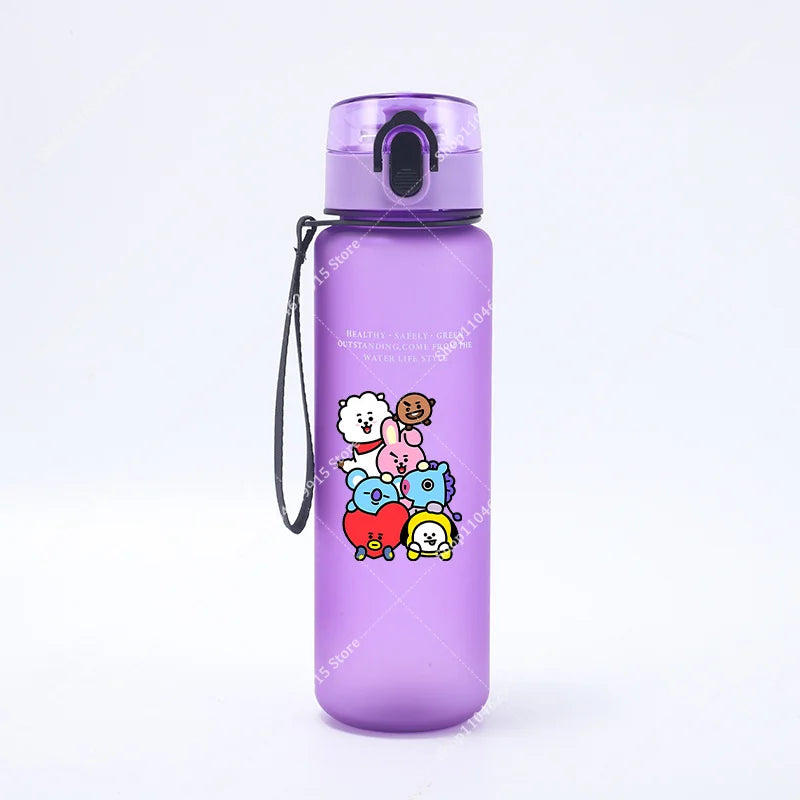 650ML BT21 Water Cup COOKY TATA RJ Anime Printed Sports Casual Fashion Water Bottle Portable Drop-proof Outdoor Fitness Jug Gift