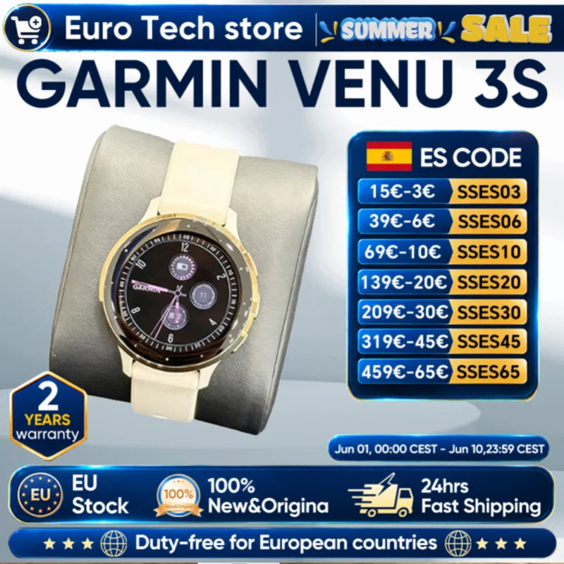 Garmin Venu 3s smartwatch Fitness 1.2 Inch AMOLED Touch Display 30+ Sports running Music GPS