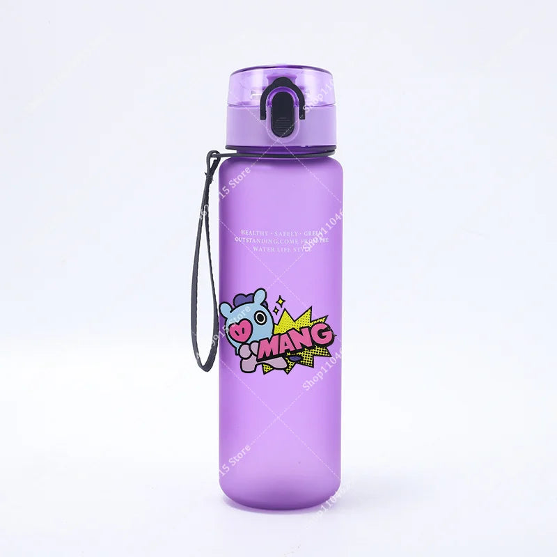 650ML BT21 Water Cup COOKY TATA RJ Anime Printed Sports Casual Fashion Water Bottle Portable Drop-proof Outdoor Fitness Jug Gift